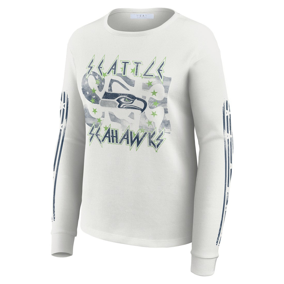 WEAR by Erin Andrews Women's Graphic Waffle Long-Sleeve T-Shirt - Seattle Seahawks