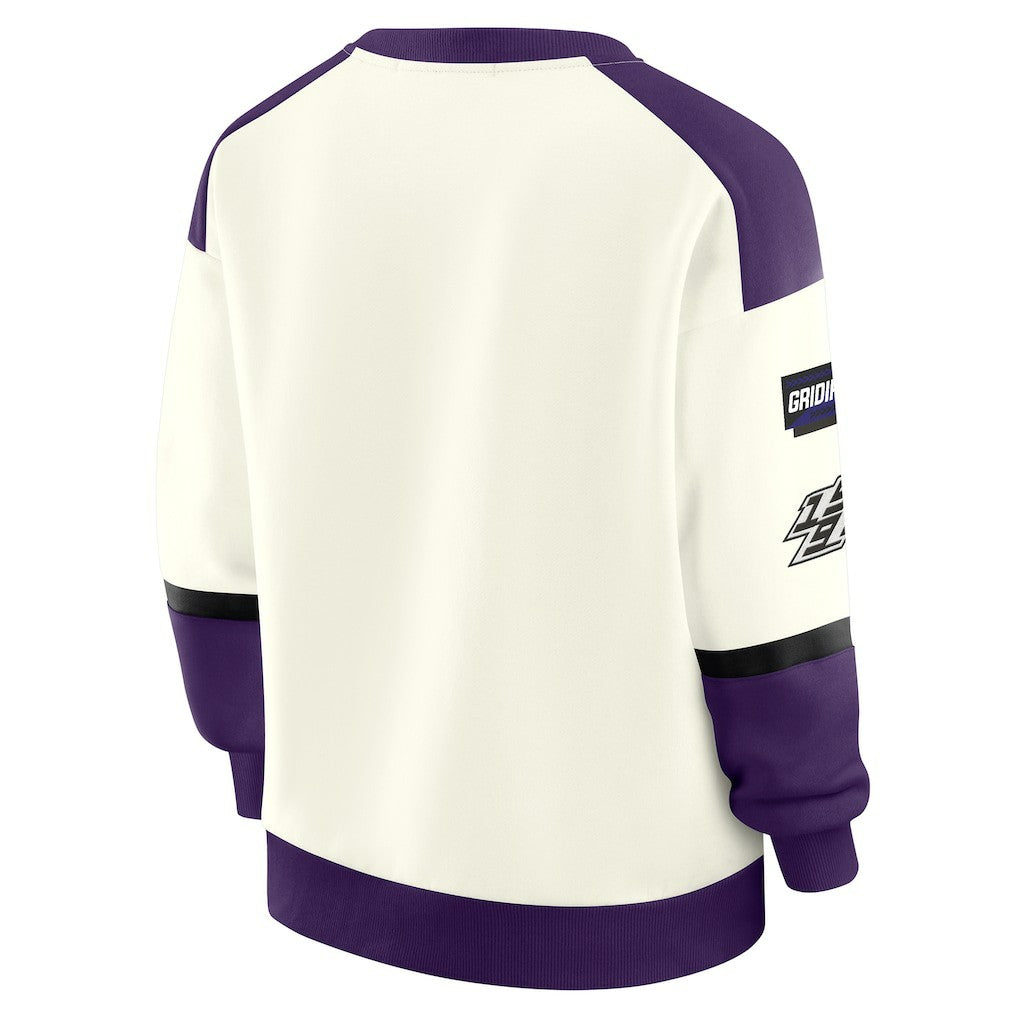 WEAR by Erin Andrews Women's Racing Crew V-Neck Sweatshirt - Baltimore Ravens