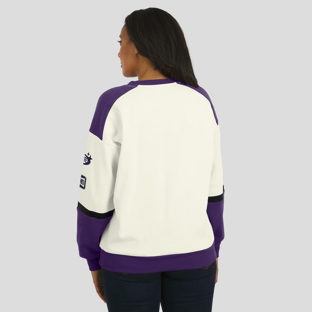 WEAR by Erin Andrews Women's Racing Crew V-Neck Sweatshirt - Baltimore Ravens