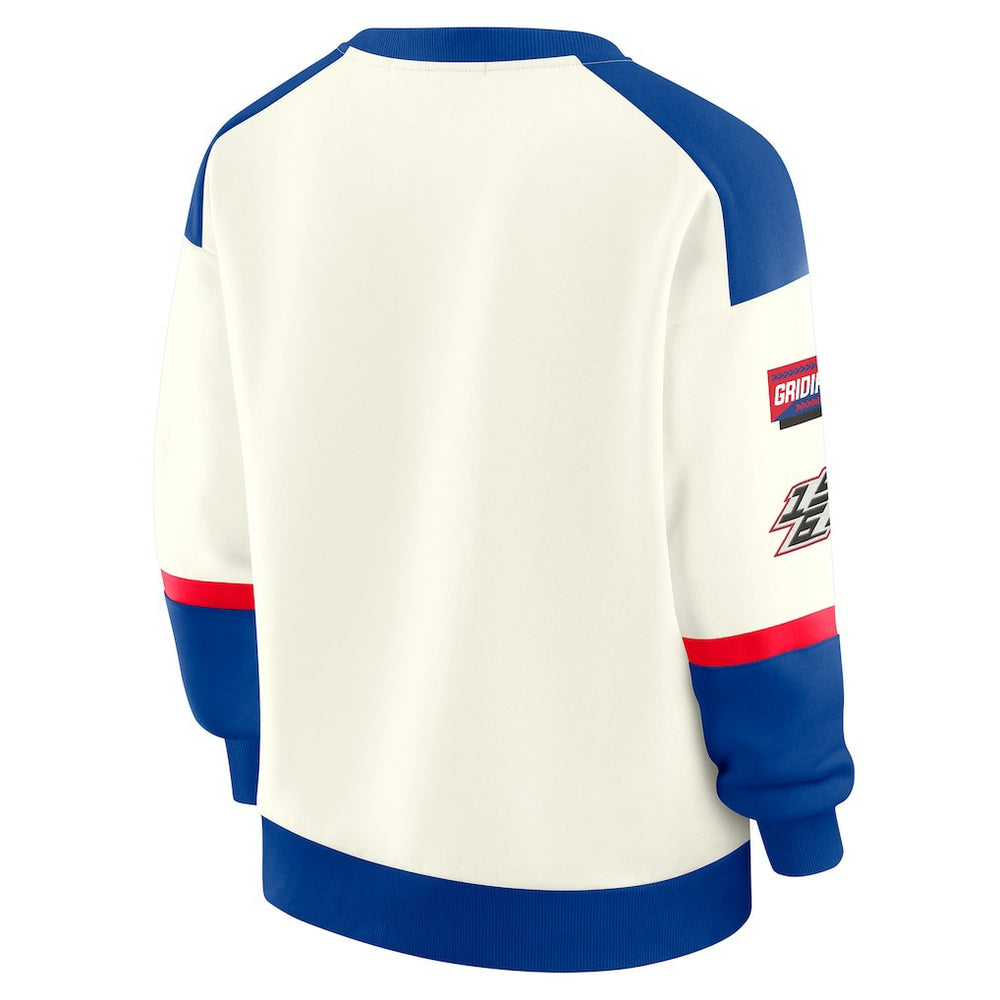 WEAR by Erin Andrews Women's Racing Crew V-Neck Sweatshirt - Buffalo Bills