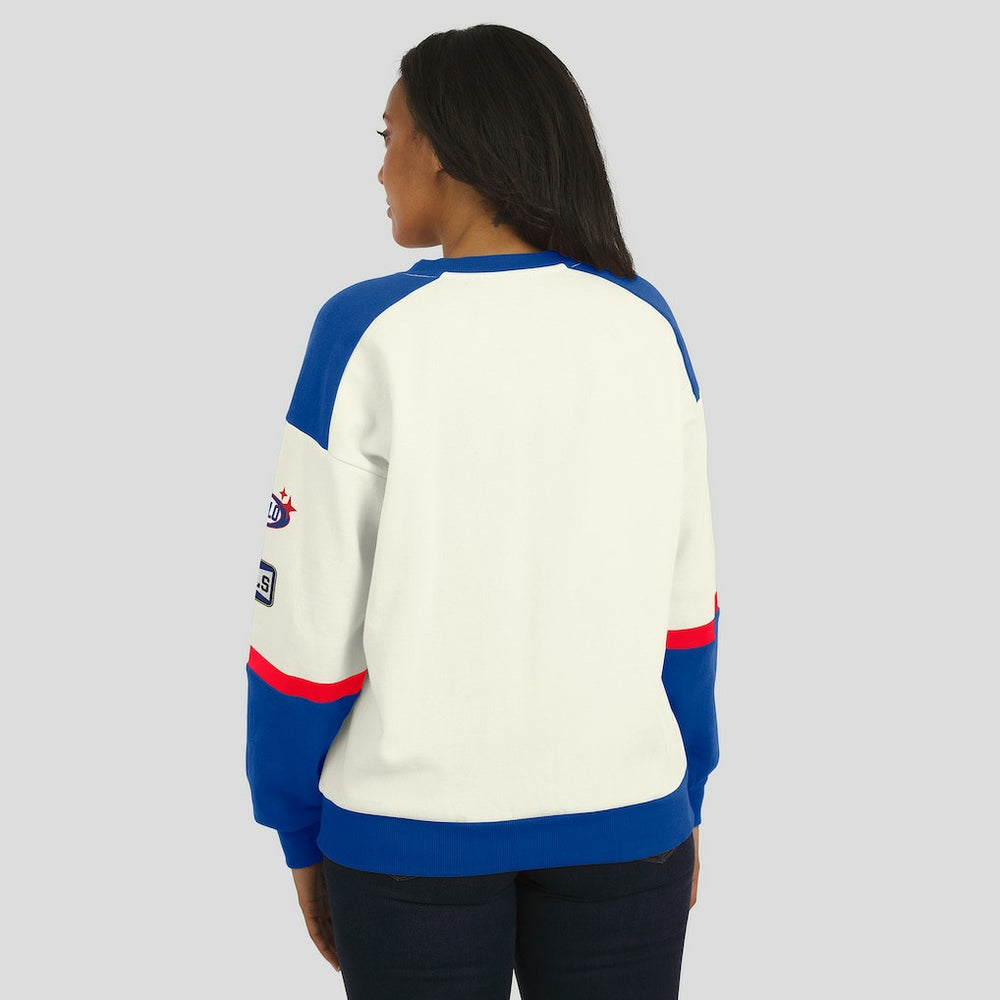 WEAR by Erin Andrews Women's Racing Crew V-Neck Sweatshirt - Buffalo Bills