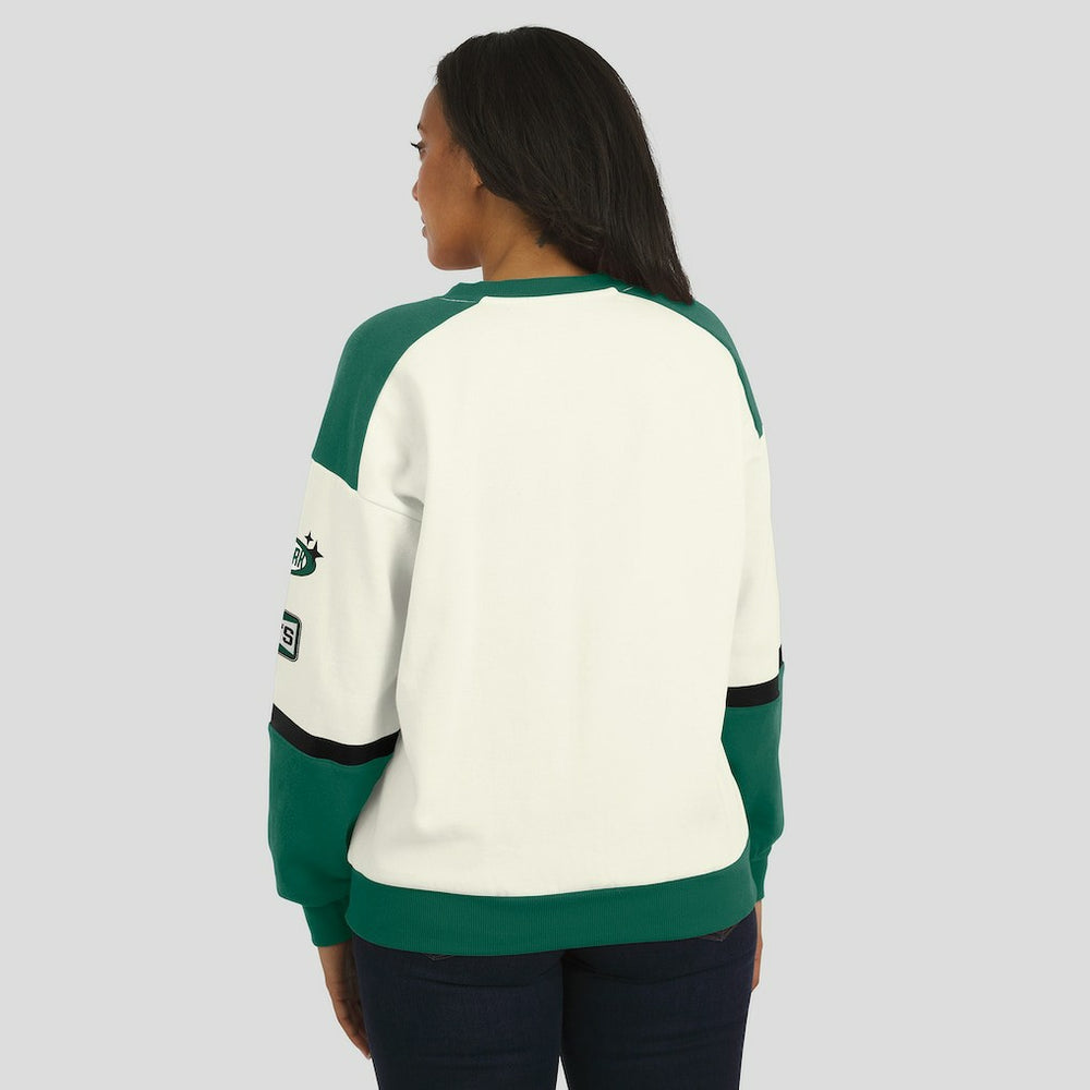 WEAR by Erin Andrews Women's Racing Crew V-Neck Sweatshirt - New York Jets