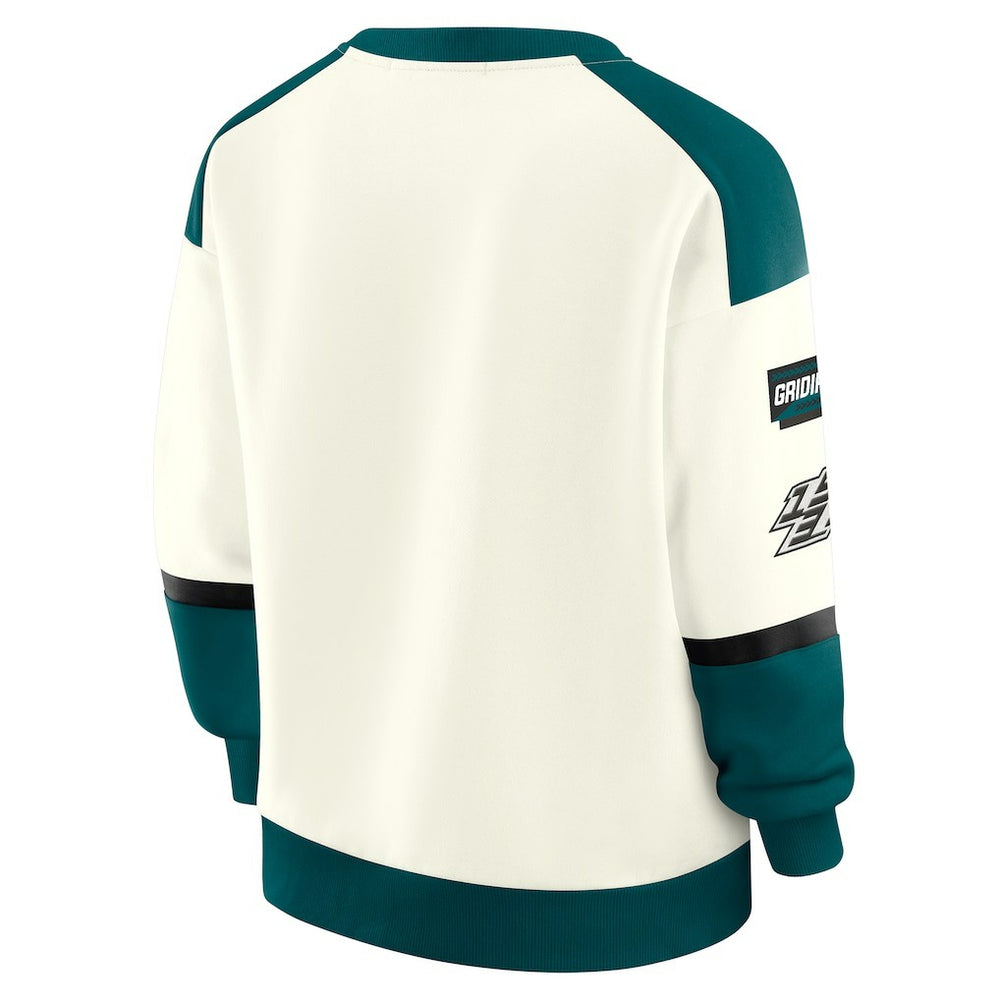 WEAR by Erin Andrews Women's Racing Crew V-Neck Sweatshirt - Philadelphia Eagles