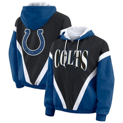 WEAR by Erin Andrews Women's Plus Size Retro Crinkle Full-Zip Hoodie Windbreaker Jacket - Indianapolis Colts