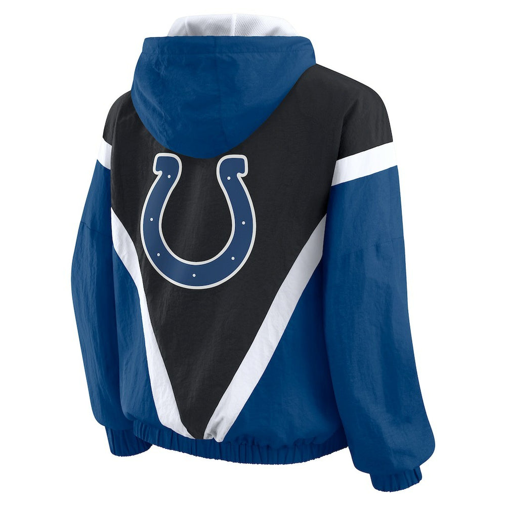 WEAR by Erin Andrews Women's Plus Size Retro Crinkle Full-Zip Hoodie Windbreaker Jacket - Indianapolis Colts