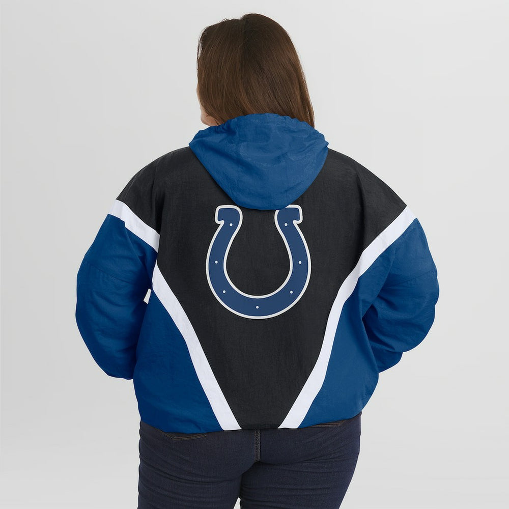 WEAR by Erin Andrews Women's Plus Size Retro Crinkle Full-Zip Hoodie Windbreaker Jacket - Indianapolis Colts