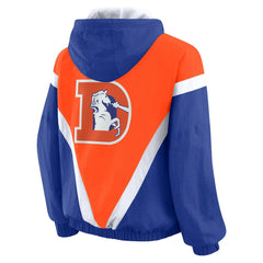 WEAR by Erin Andrews Women's Plus Size Retro Crinkle Full-Zip Hoodie Windbreaker Jacket - Denver Broncos