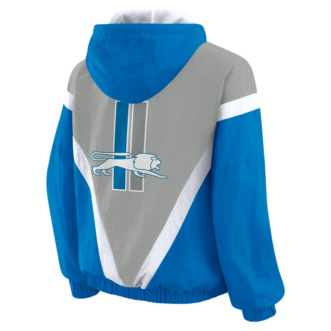WEAR by Erin Andrews Women's Plus Size Retro Crinkle Full-Zip Hoodie Windbreaker Jacket - Detroit Lions