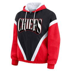 WEAR by Erin Andrews Women's Plus Size Retro Crinkle Full-Zip Hoodie Windbreaker Jacket - Kansas City Chiefs