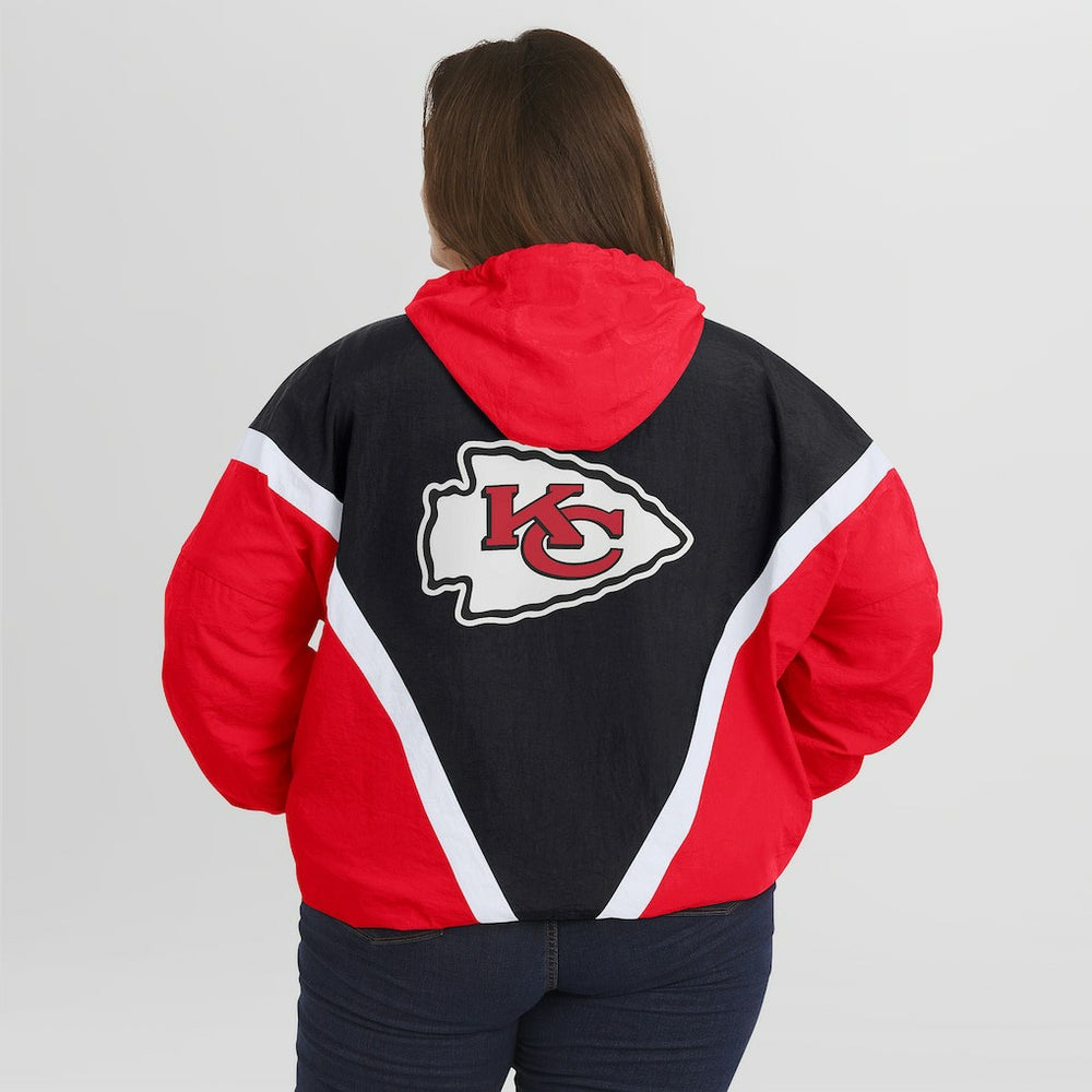 WEAR by Erin Andrews Women's Plus Size Retro Crinkle Full-Zip Hoodie Windbreaker Jacket - Kansas City Chiefs