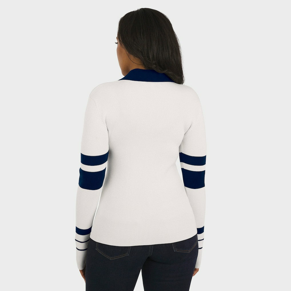 WEAR by Erin Andrews Women's Ribbed Henley Polo Sweater - Seattle Seahawks