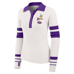 WEAR by Erin Andrews Women's Ribbed Henley Polo Sweater - Minnesota Vikings