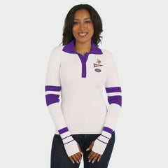 WEAR by Erin Andrews Women's Ribbed Henley Polo Sweater - Minnesota Vikings