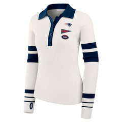 WEAR by Erin Andrews Women's Ribbed Henley Polo Sweater - New England Patriots