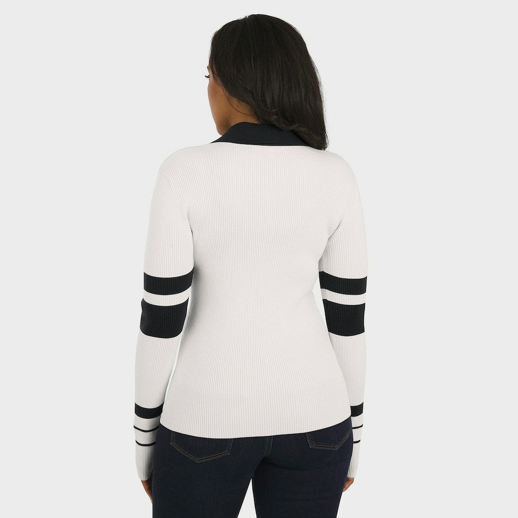 WEAR by Erin Andrews Women's Ribbed Henley Polo Sweater - New Orleans Saints