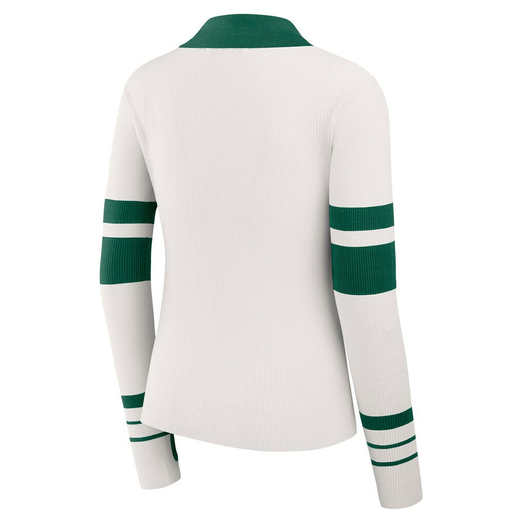 WEAR by Erin Andrews Women's Ribbed Henley Polo Sweater - New York Jets