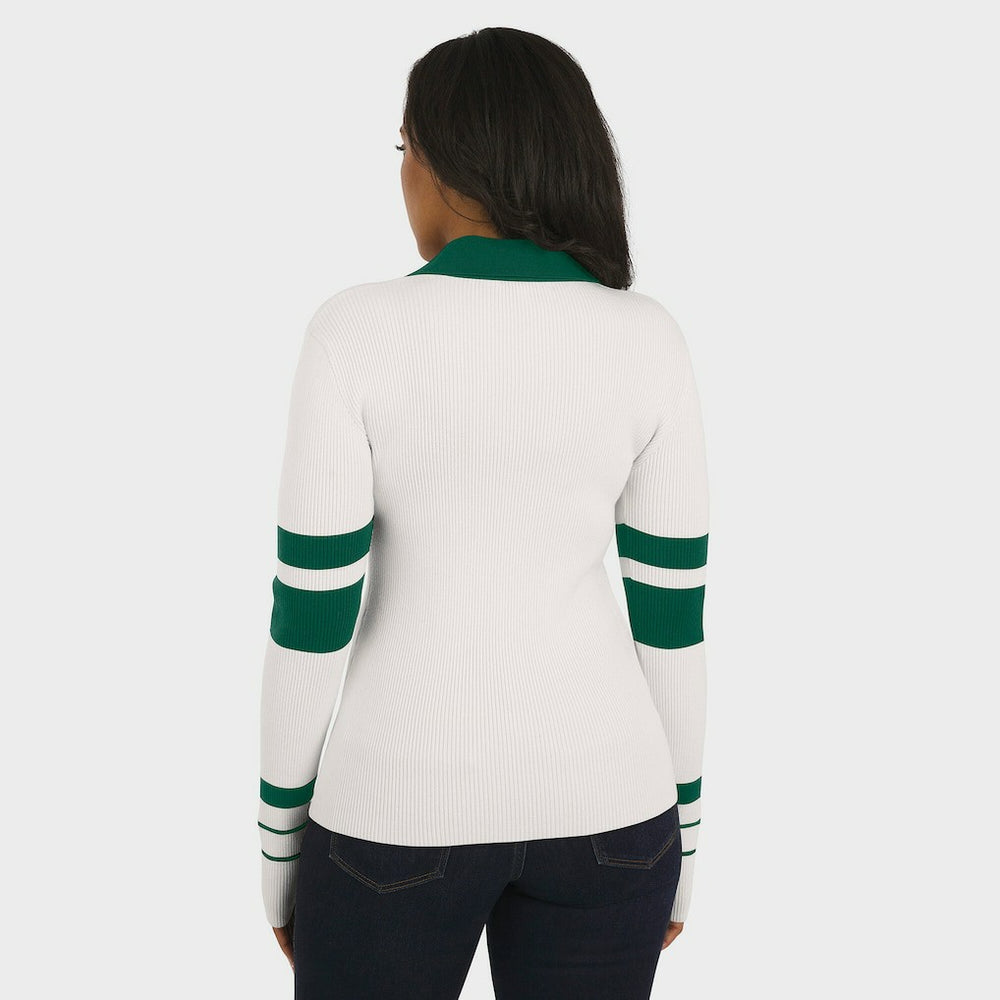 WEAR by Erin Andrews Women's Ribbed Henley Polo Sweater - New York Jets