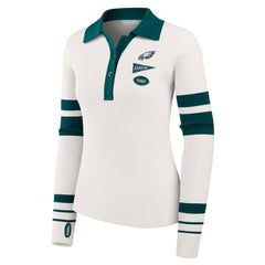 WEAR by Erin Andrews Women's Ribbed Henley Polo Sweater - Philadelphia Eagles