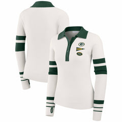WEAR by Erin Andrews Women's Ribbed Henley Polo Sweater - Green Bay Packers