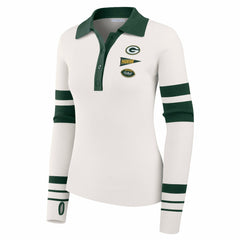 WEAR by Erin Andrews Women's Ribbed Henley Polo Sweater - Green Bay Packers
