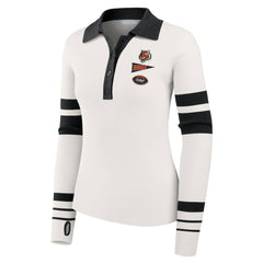 WEAR by Erin Andrews Women's Ribbed Henley Polo Sweater - Cincinnati Bengals