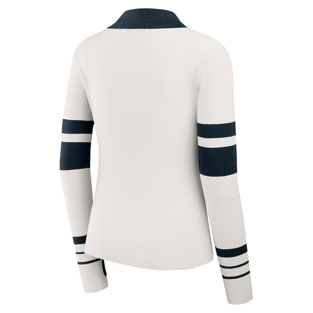 WEAR by Erin Andrews Women's Ribbed Henley Polo Sweater - Chicago Bears