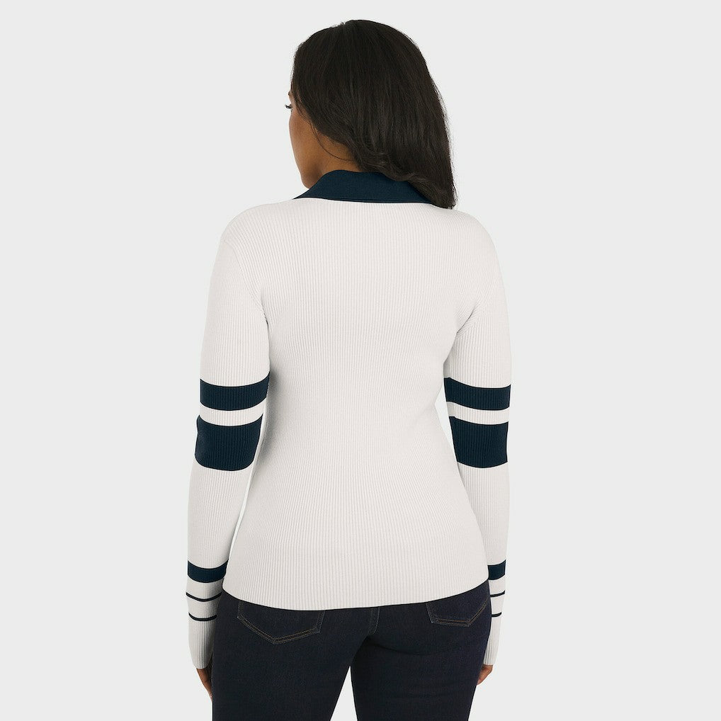 WEAR by Erin Andrews Women's Ribbed Henley Polo Sweater - Chicago Bears
