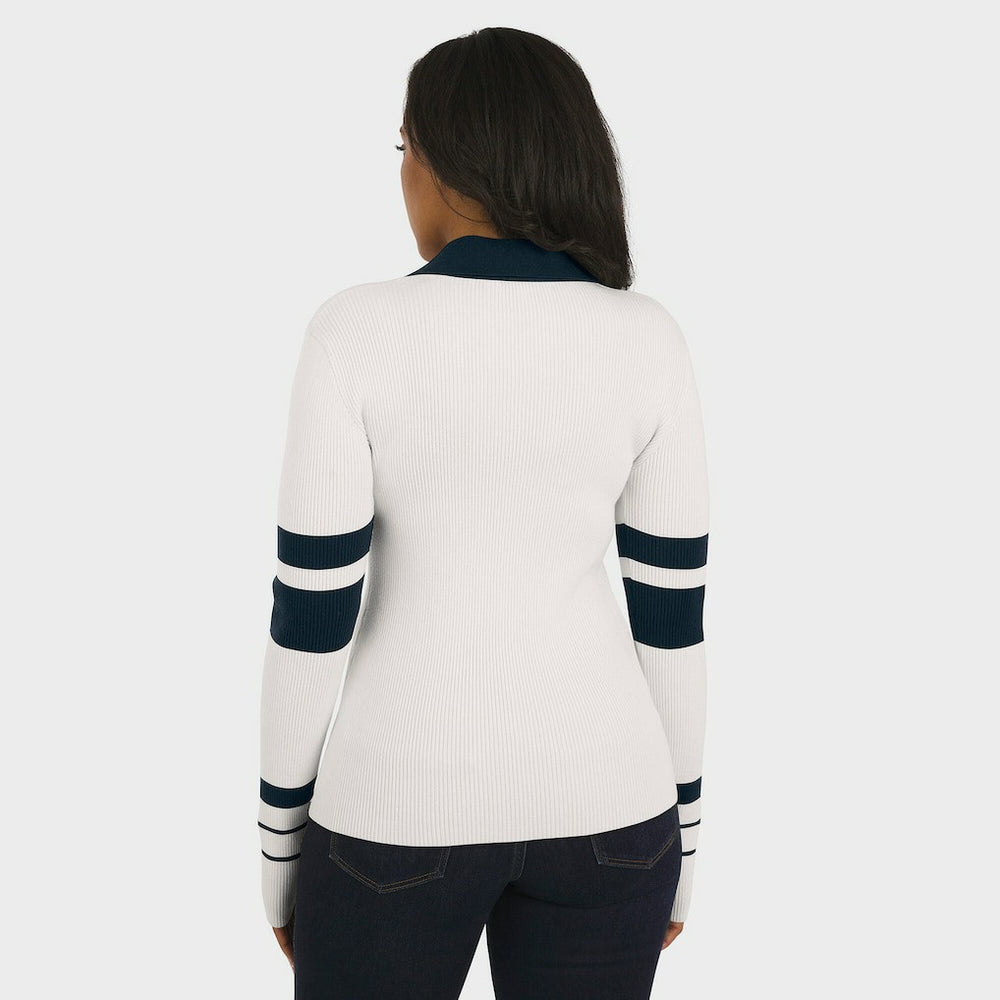 WEAR by Erin Andrews Women's Ribbed Henley Polo Sweater - Chicago Bears