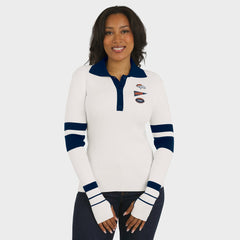 WEAR by Erin Andrews Women's Ribbed Henley Polo Sweater - Denver Broncos