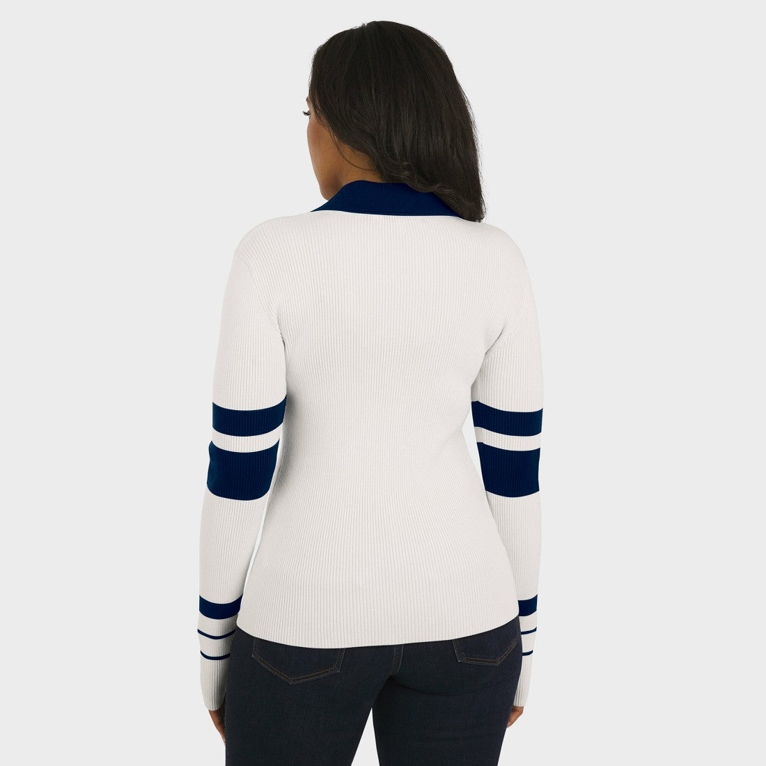 WEAR by Erin Andrews Women's Ribbed Henley Polo Sweater - Denver Broncos
