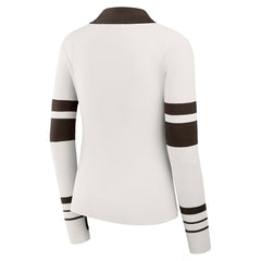 WEAR by Erin Andrews Women's Ribbed Henley Polo Sweater - Cleveland Browns