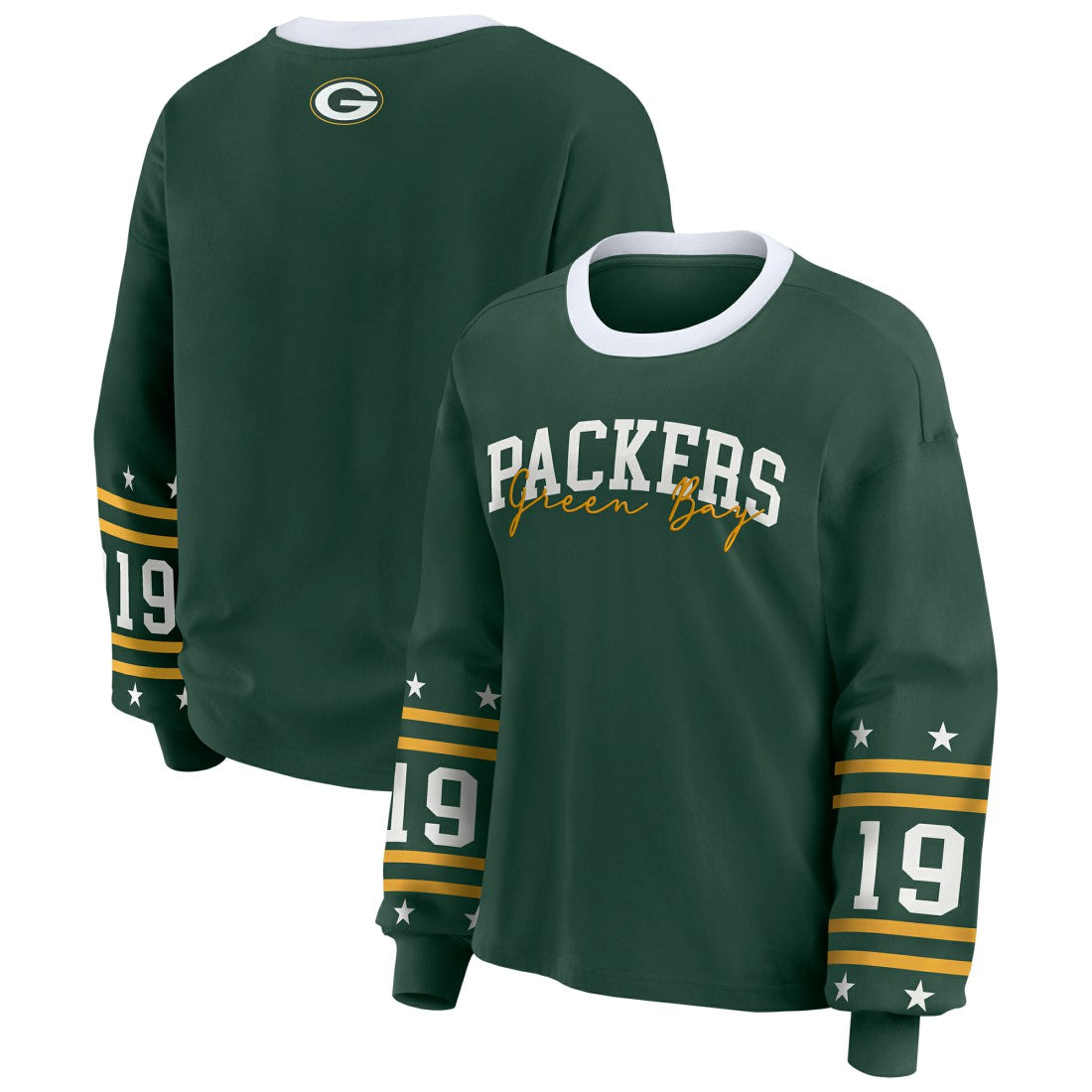 WEAR by Erin Andrews Women's Plus Size Sport Long-Sleeve T-Shirt - Green Bay Packers