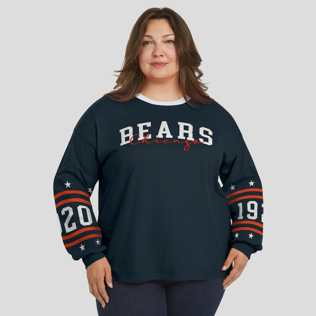 WEAR by Erin Andrews Women's Plus Size Sport Long-Sleeve T-Shirt - Chicago Bears