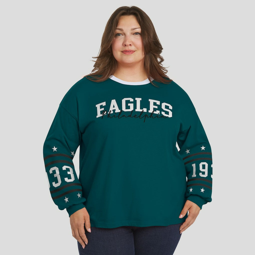WEAR by Erin Andrews Women's Plus Size Sport Long-Sleeve T-Shirt - Philadelphia Eagles