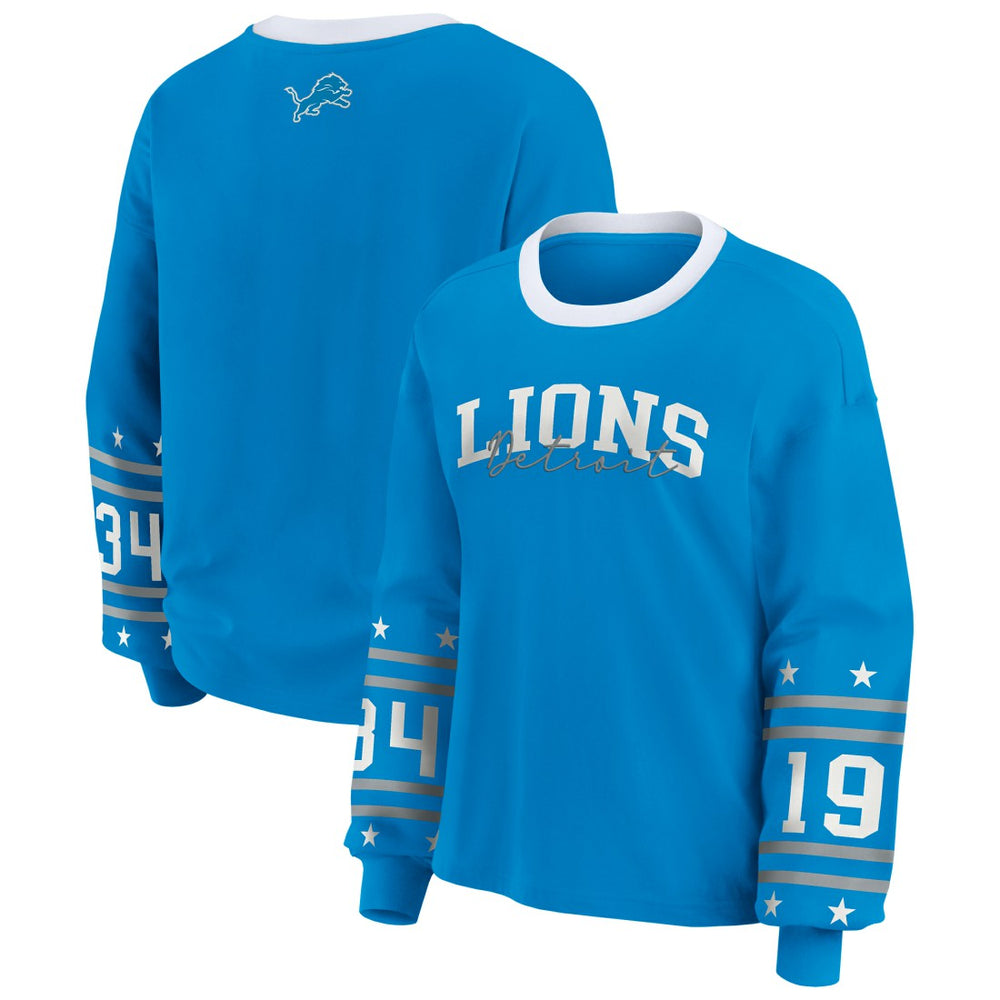 WEAR by Erin Andrews Women's Plus Size Sport Long-Sleeve T-Shirt - Detroit Lions