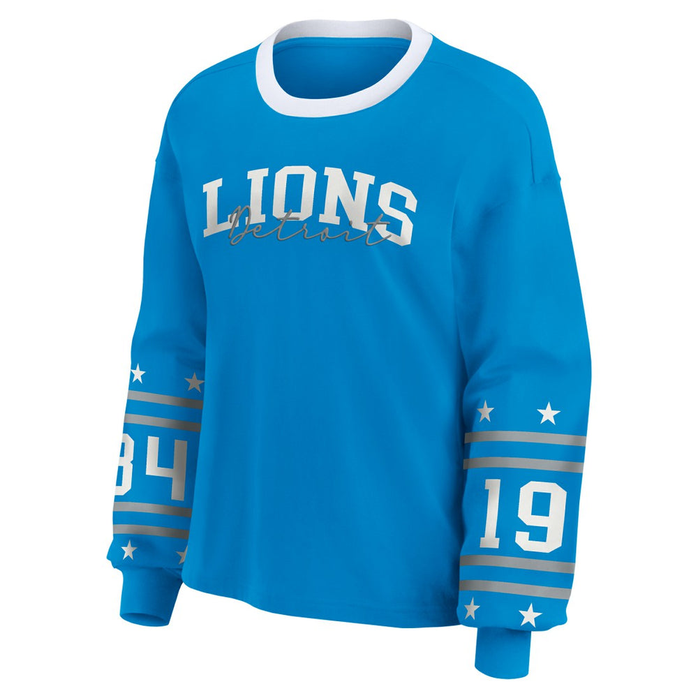 WEAR by Erin Andrews Women's Plus Size Sport Long-Sleeve T-Shirt - Detroit Lions