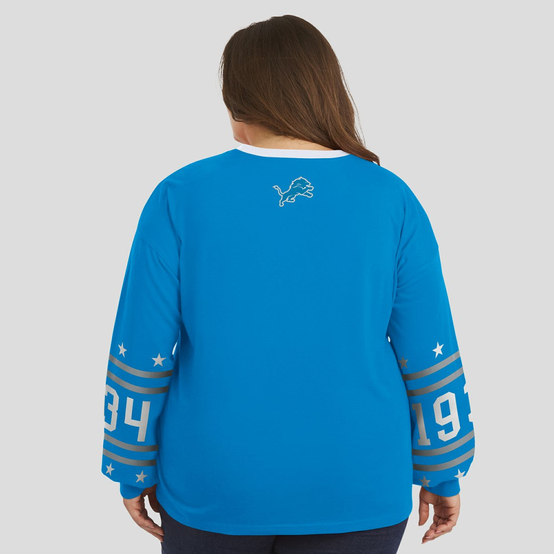 WEAR by Erin Andrews Women's Plus Size Sport Long-Sleeve T-Shirt - Detroit Lions