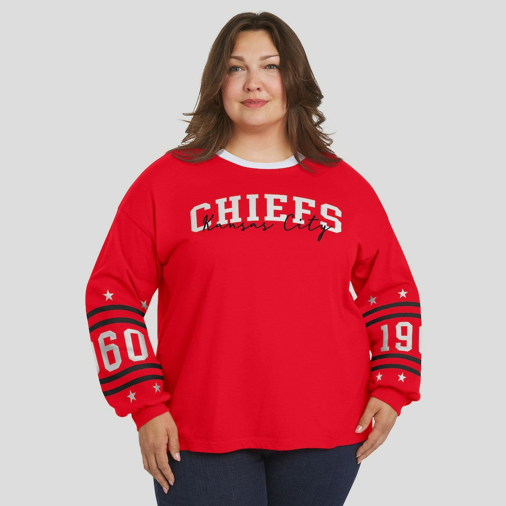 WEAR by Erin Andrews Women's Plus Size Sport Long-Sleeve T-Shirt - Kansas City Chiefs