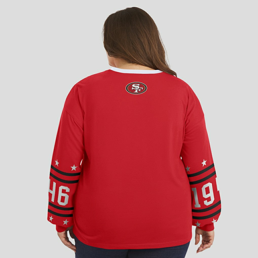 WEAR by Erin Andrews Women's Plus Size Sport Long-Sleeve T-Shirt - San Francisco 49ers