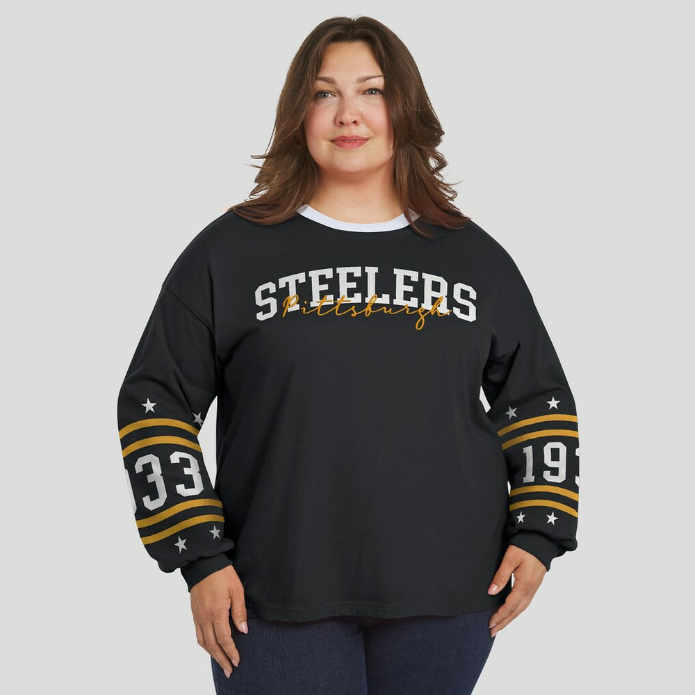 WEAR by Erin Andrews Women's Plus Size Sport Long-Sleeve T-Shirt - Pittsburgh Steelers