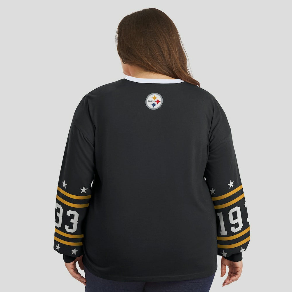 WEAR by Erin Andrews Women's Plus Size Sport Long-Sleeve T-Shirt - Pittsburgh Steelers