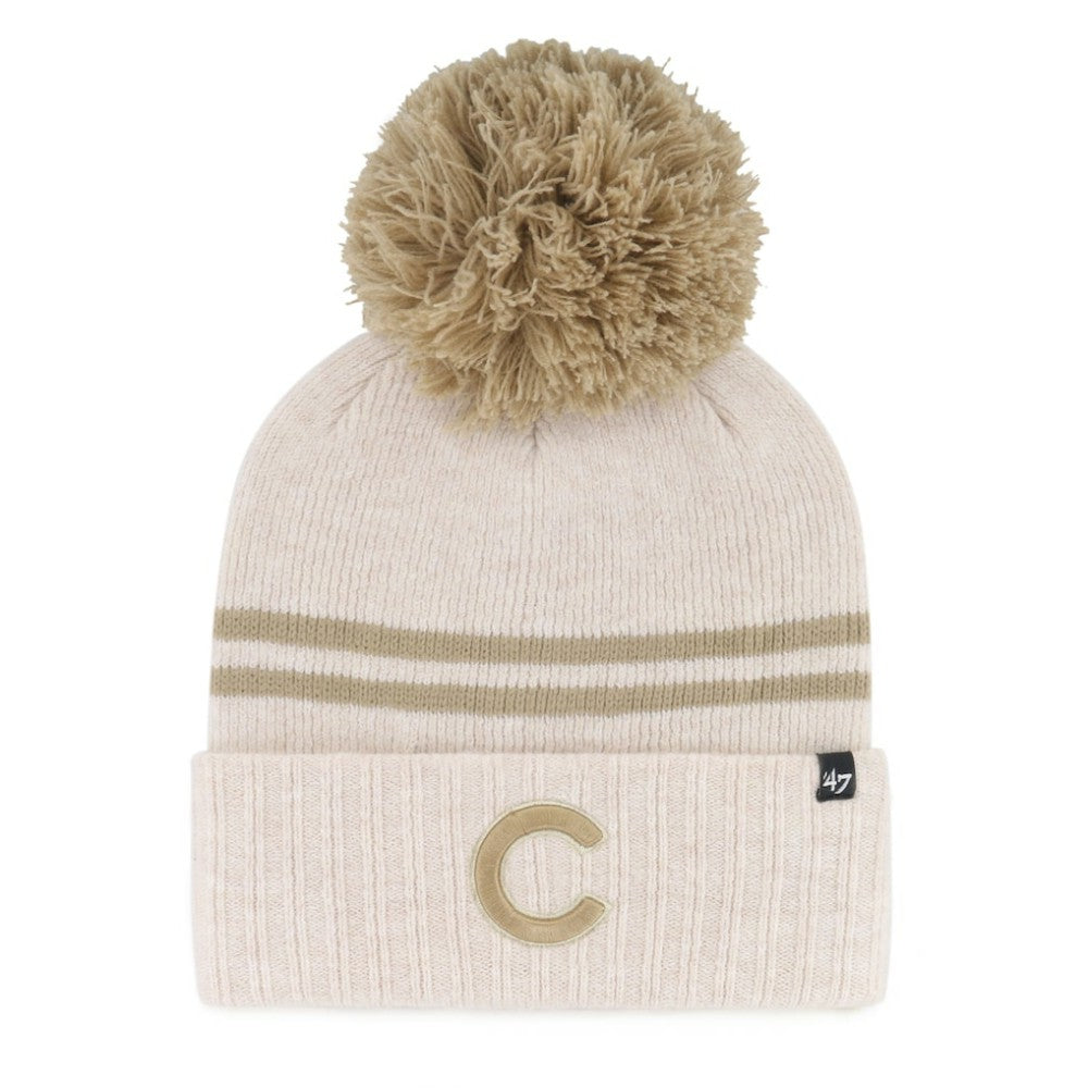 MLB Chicago Cubs '47 Women's Latte Cuffed Knit Hat with Pom