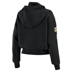 WEAR by Erin Andrews Women's Tri-Blend Patch Pocket Cropped Full-Zip Bomber Hoodie Jacket - Minnesota Vikings