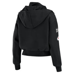 WEAR by Erin Andrews Women's Tri-Blend Patch Pocket Cropped Full-Zip Bomber Hoodie Jacket - Kansas City Chiefs