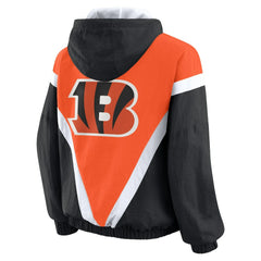 WEAR by Erin Andrews Women's Retro Crinkle Full-Zip Hoodie Windbreaker - Cincinnati Bengals