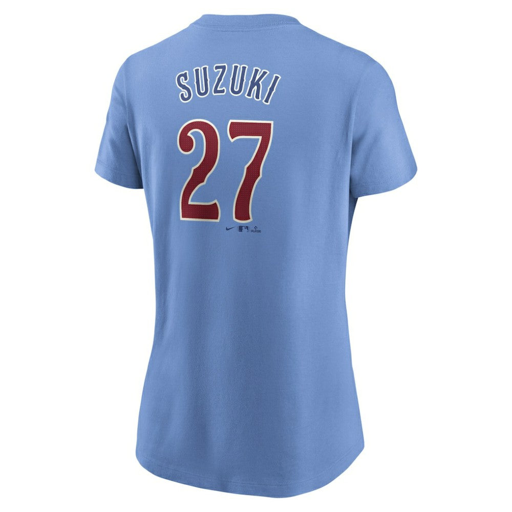 MLB Seiya Suzuki Chicago Cubs Nike Women's Cooperstown Collection Fuse Name & Number T-Shirt