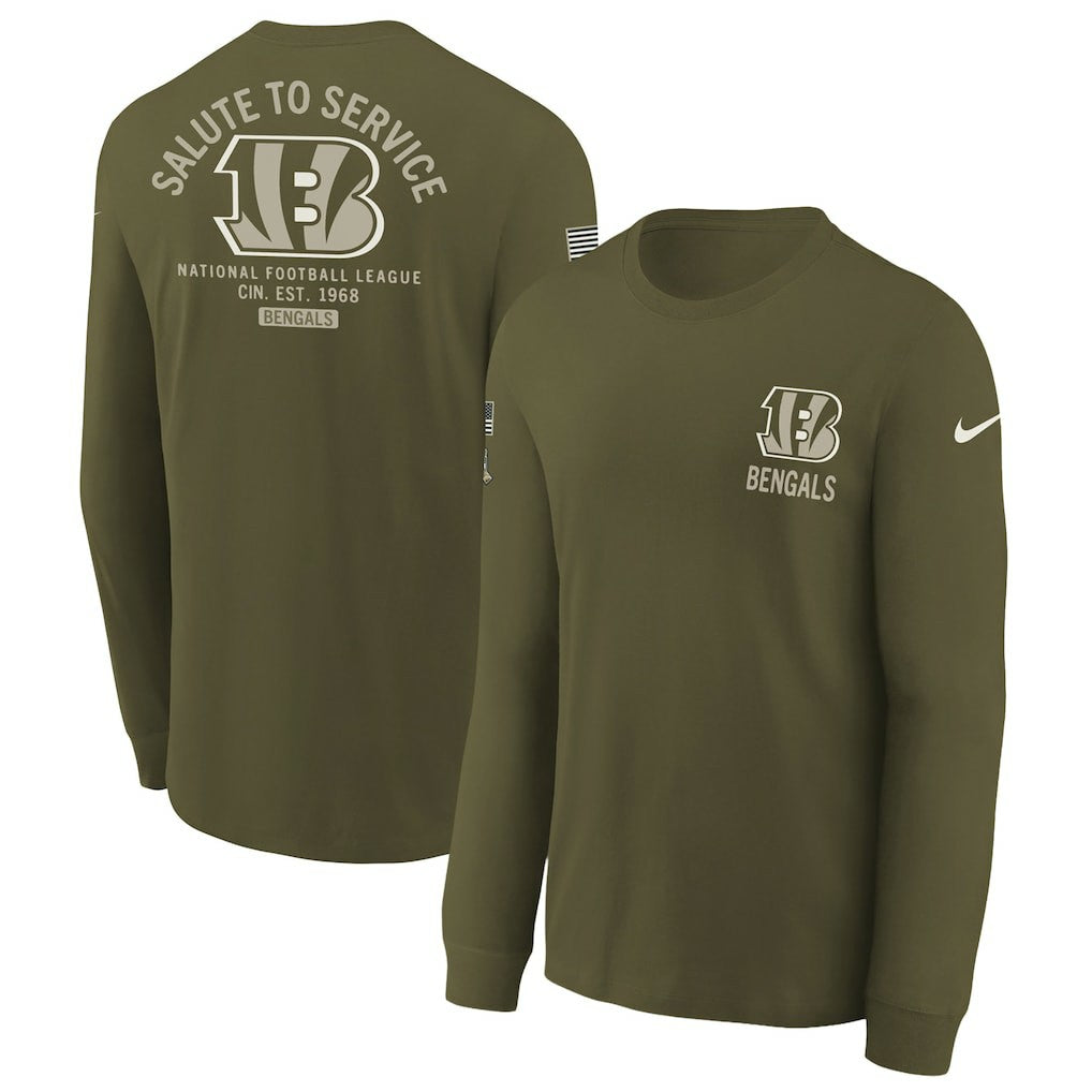 Youth 2025 Salute to Service Sideline Long Sleeve T-Shirt - Cincinnati Bengals