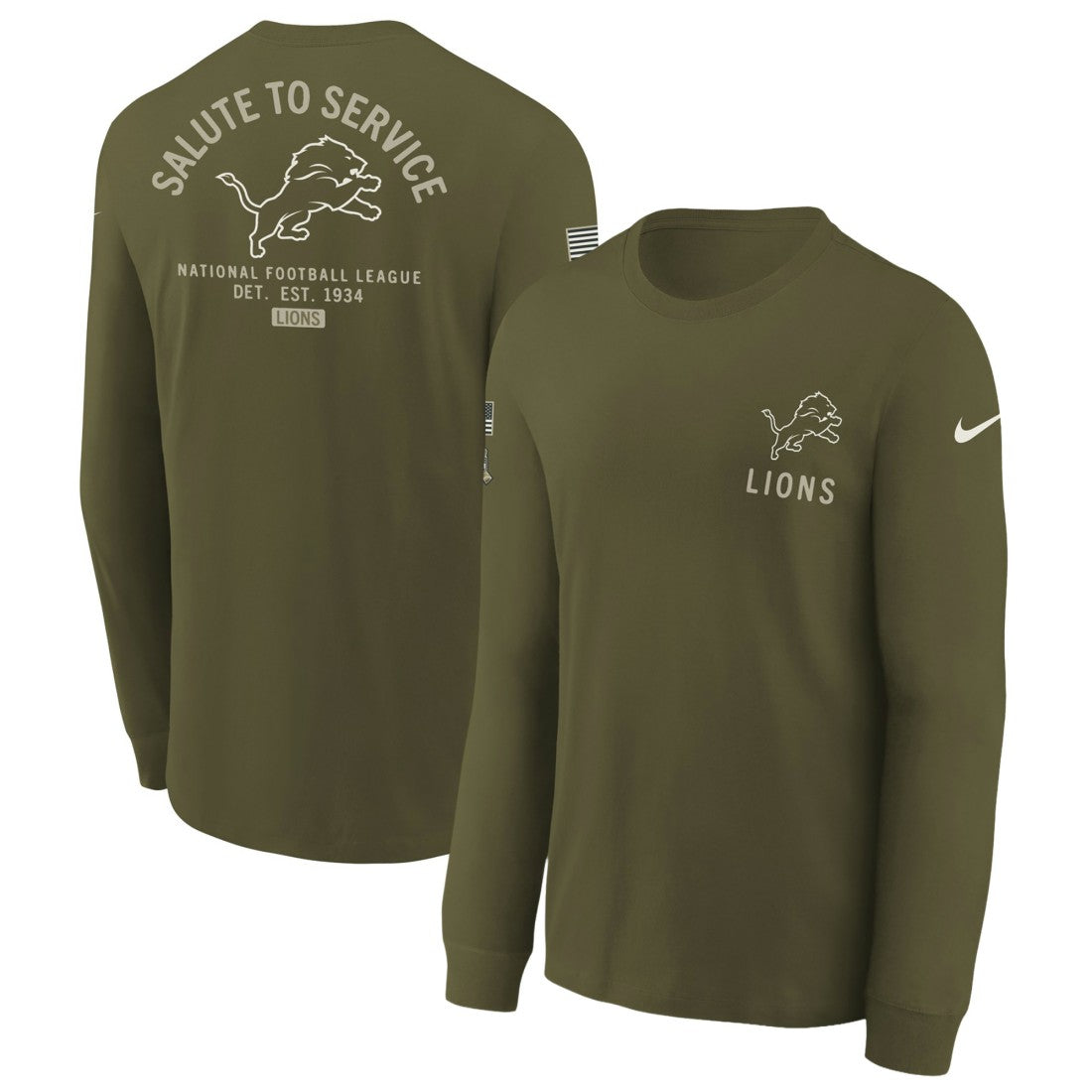 Youth 2025 Salute to Service Sideline Long Sleeve T-Shirt - Detroit Lions