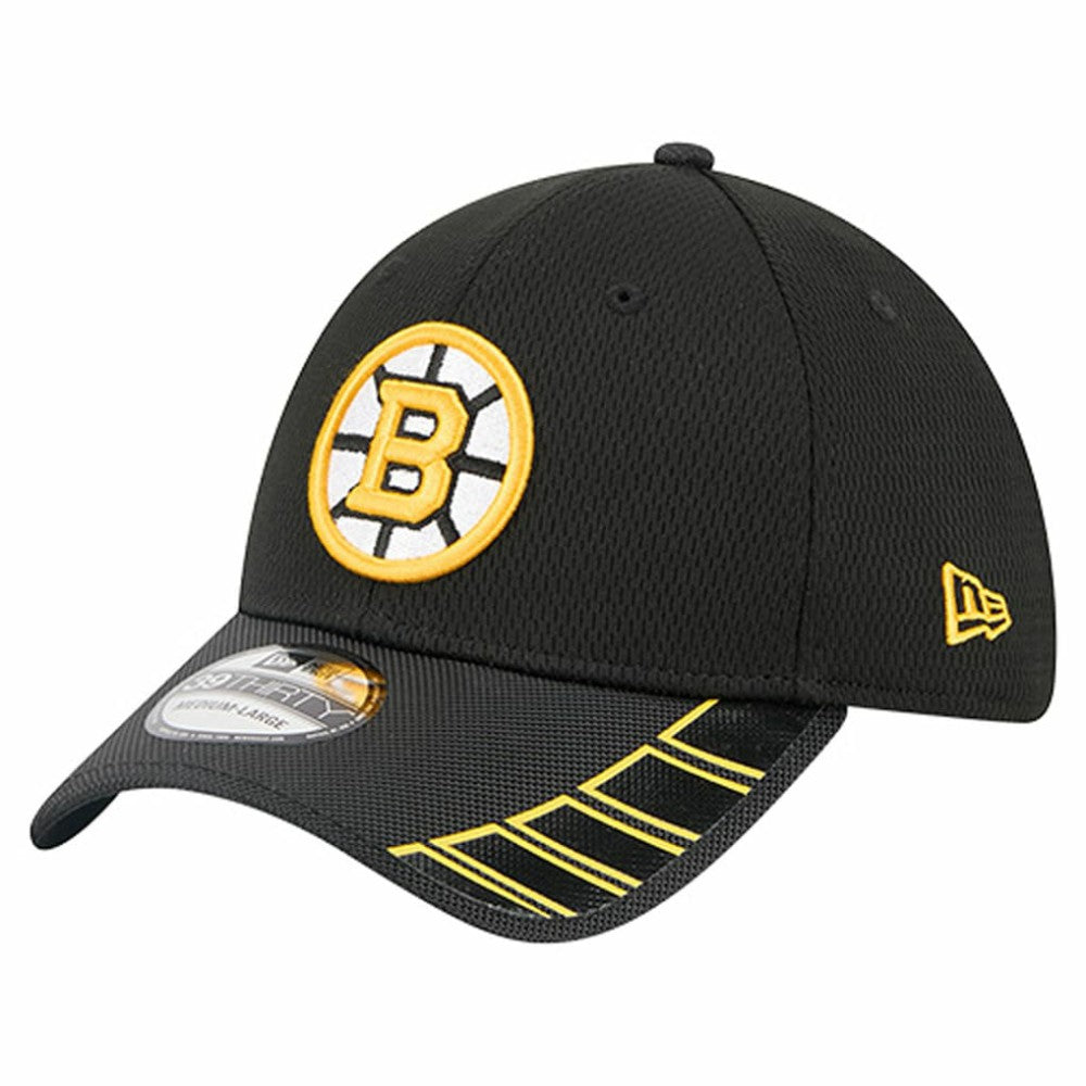 NHL Black Boston Bruins New Era Visor Hit 39THIRTY Flex Hat
