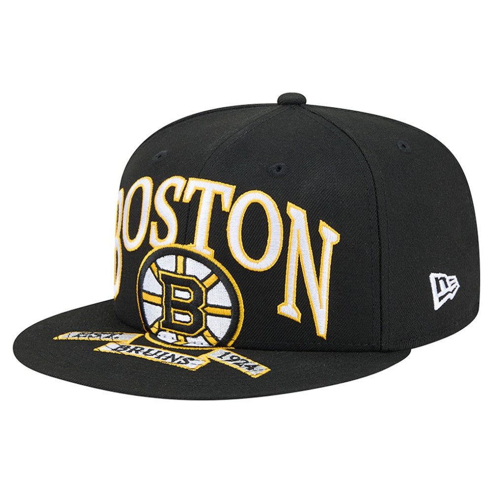 NHL Black Boston Bruins New Era Oversized Vintage Arch 59Fifty Fitted Hat